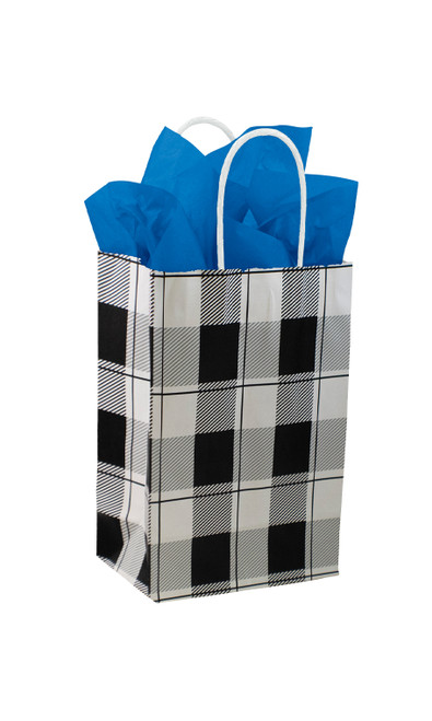 Small Buffalo Check Paper Shopping Bags - Case of 100zoom
